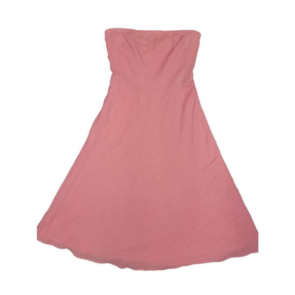 J. Crew  Strapless Dress Size 4 Crinkle Cotton Lined Pink Nice!